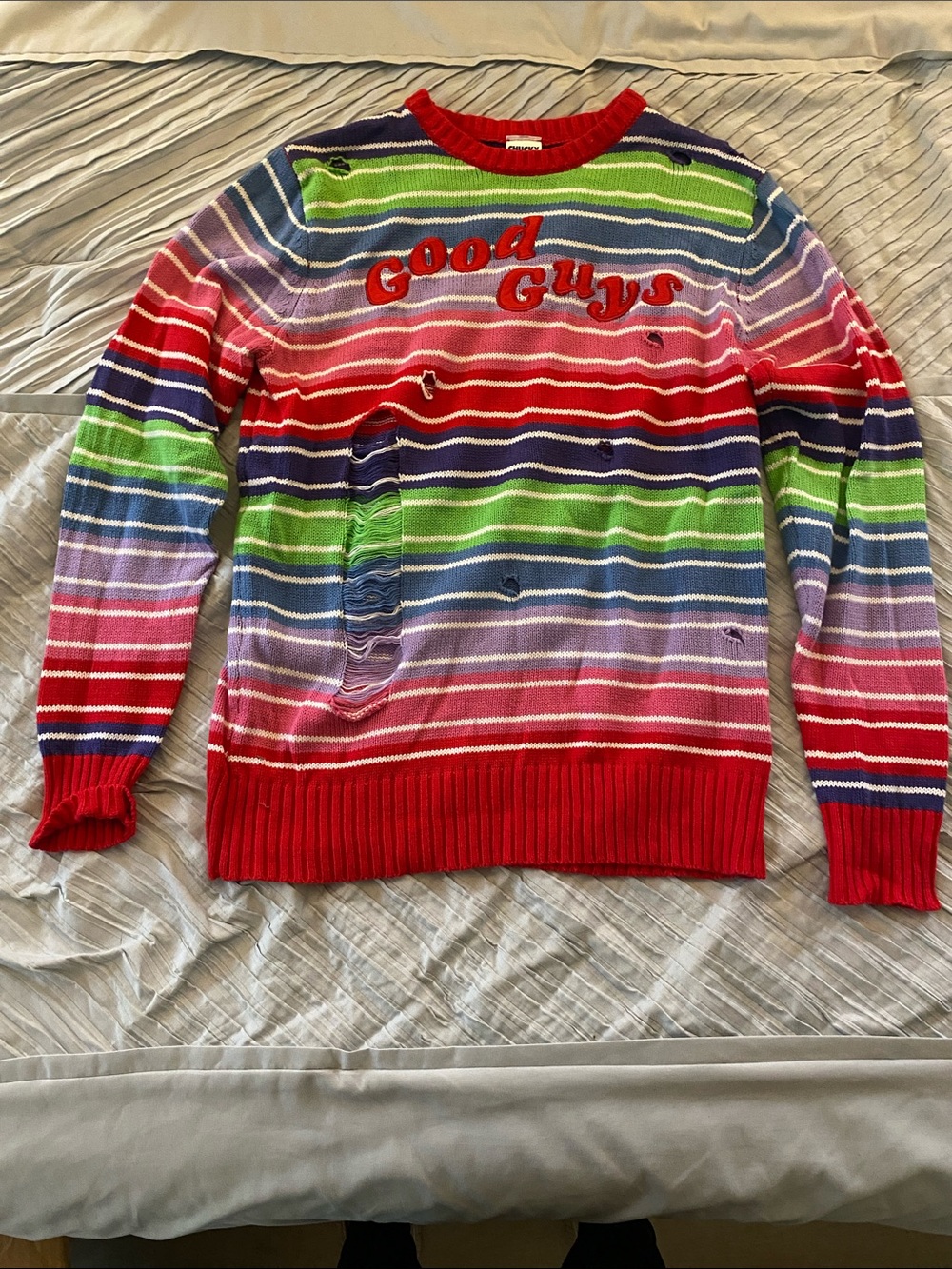 Good Guys Multicolor Striped Crewneck Sweater - Red Trim